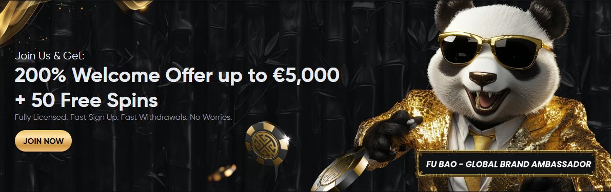 Golden Panda Casino — 200% Welcome Offer up to 5 000€ + 50 FS